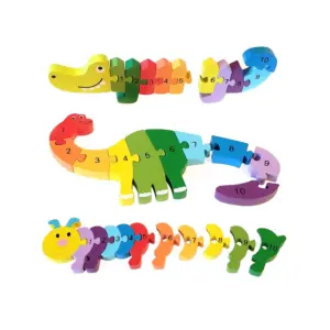 Animal Wooden Puzzle & Counting Blocks for Toddlers