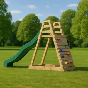A-Frame Kids Climbing Playset with Slide & Rock Wall