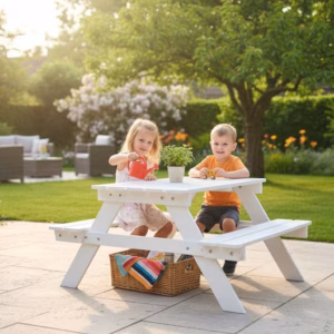 Wooden Kids Outdoor Picnic Table with Benches