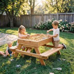 Kids Wooden Sandbox Table with Lid