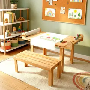 Montessori-Inspired Wooden Kids Drawing & Study Table