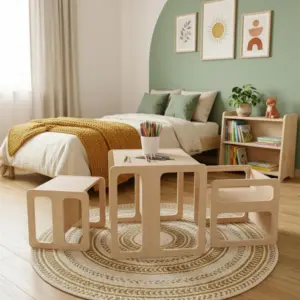 Adjustable Wooden Kids Table & Chair Set