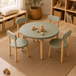 Wooden Round Kids Table & Chair Set