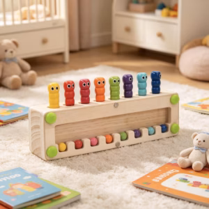 Wooden Caterpillar Color Sorting Brain Game