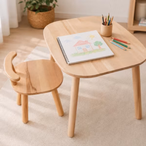 Wooden Kids Table & Chairs Set